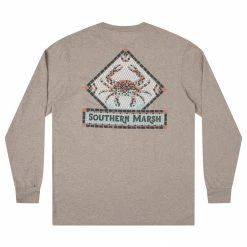 Southern Marsh Men's Mosaic Crab Long Sleeve T Shirt