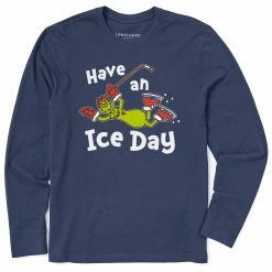 Life Is Good Mens Grinch Have An Ice Day Hockey Long Sleeve Crusher T Shirt