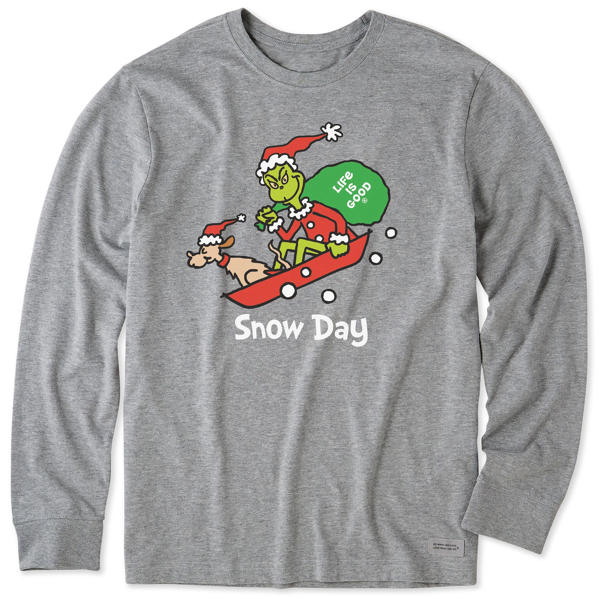 Life Is Good Mens Grinch And Max Snow Day Long Sleeve Crusher T Shirt
