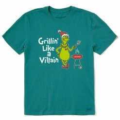 Life Is Good Mens Grinch Grillin Like A Villain Crusher T Shirt