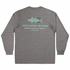 Southern Marsh Mens FieldTec™ Made In The Gulf Heathered Tuna Long Sleeve T Shirt