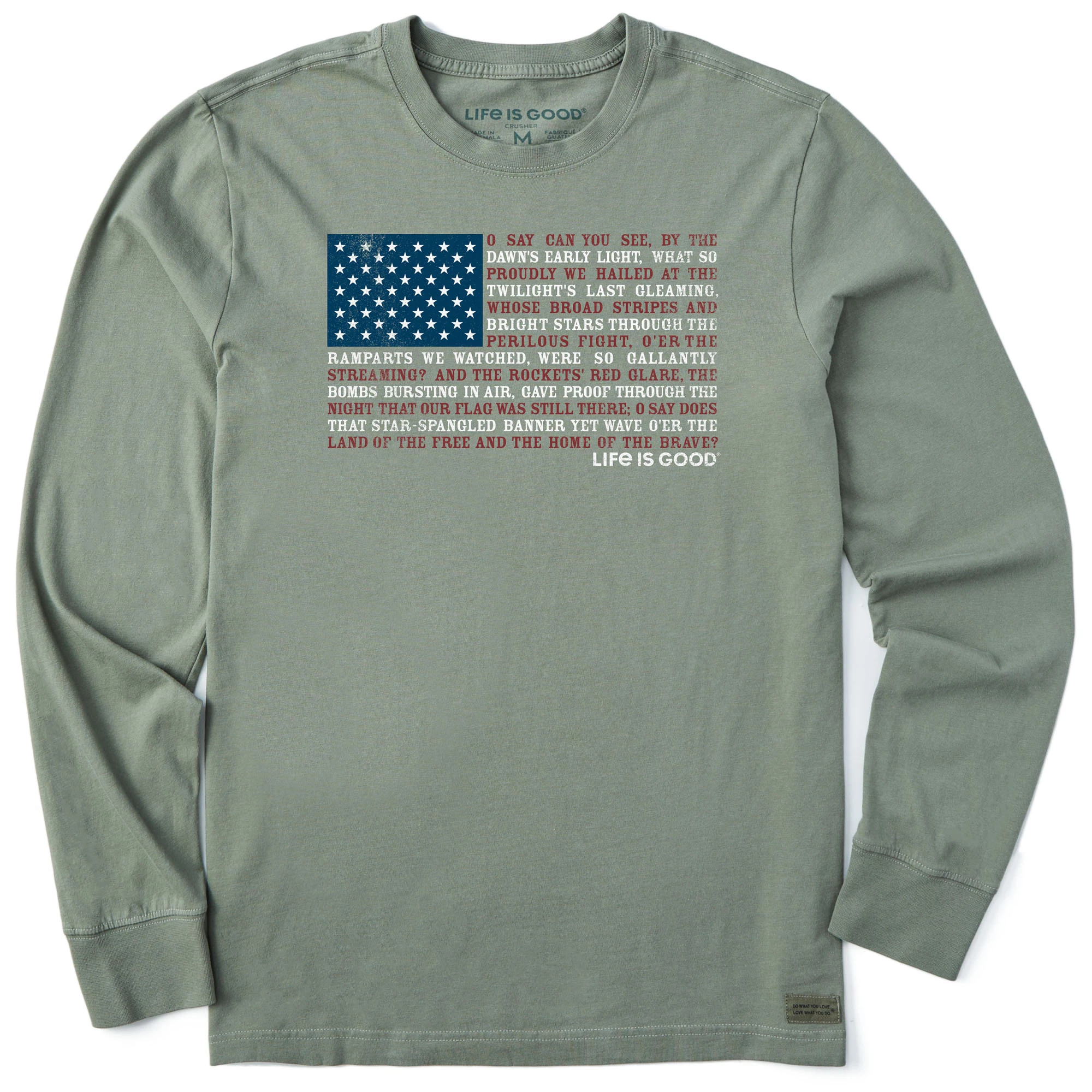 Life Is Good Mens Star Spangled Flag Long Sleeve Crusher T Shirt