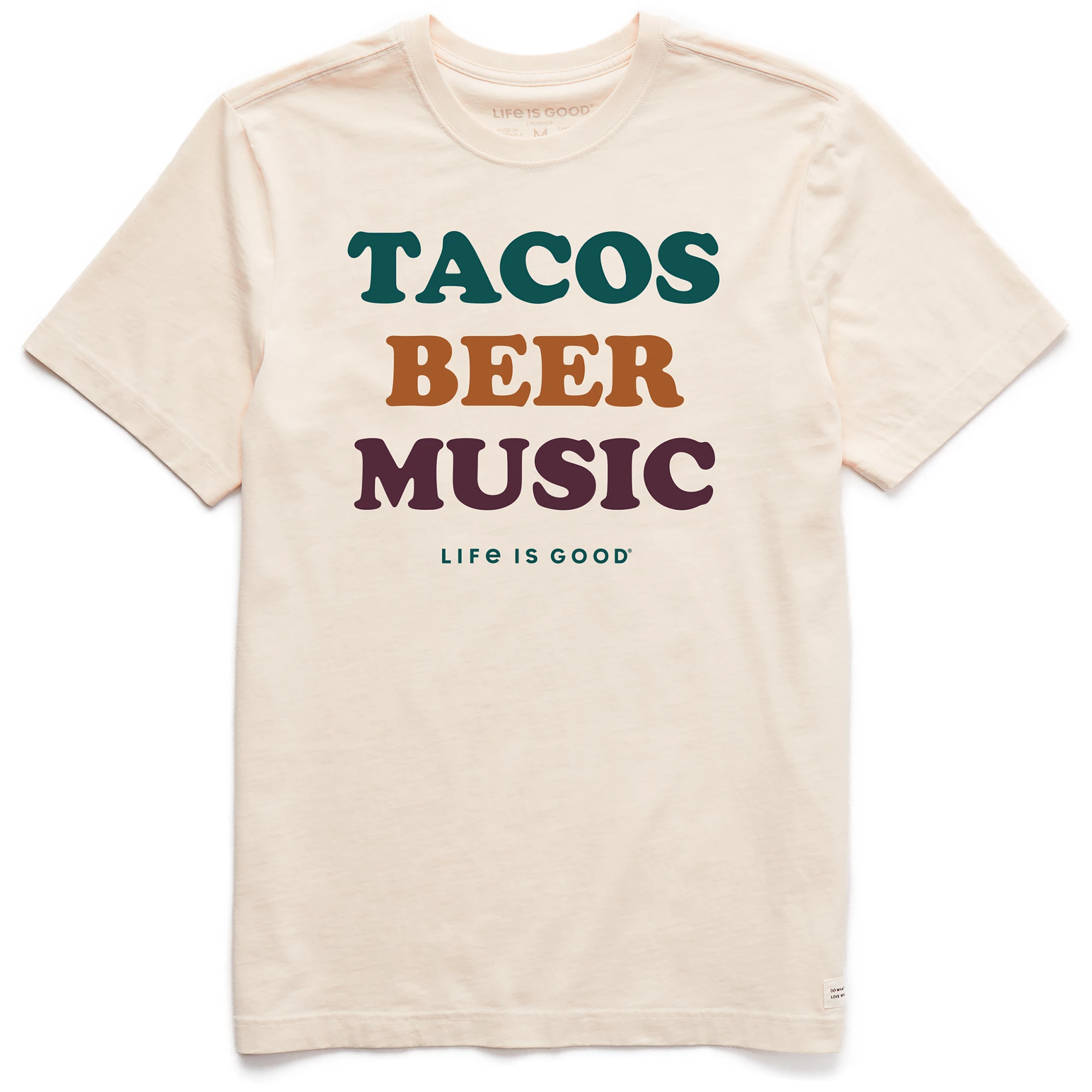 Life Is Good Mens Tacos Beer Music Crusher T Shirt