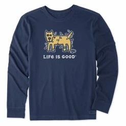 Life Is Good Mens Rocket Holiday Lights Long Sleeve Crusher T Shirt