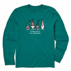 Life Is Good Mens Chillin With My Gnomes Fam Long Sleeve Crusher T Shirt