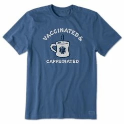 Life Is Good Men's Vaccinated And Caffeinated Mug Short Sleeve T Shirt