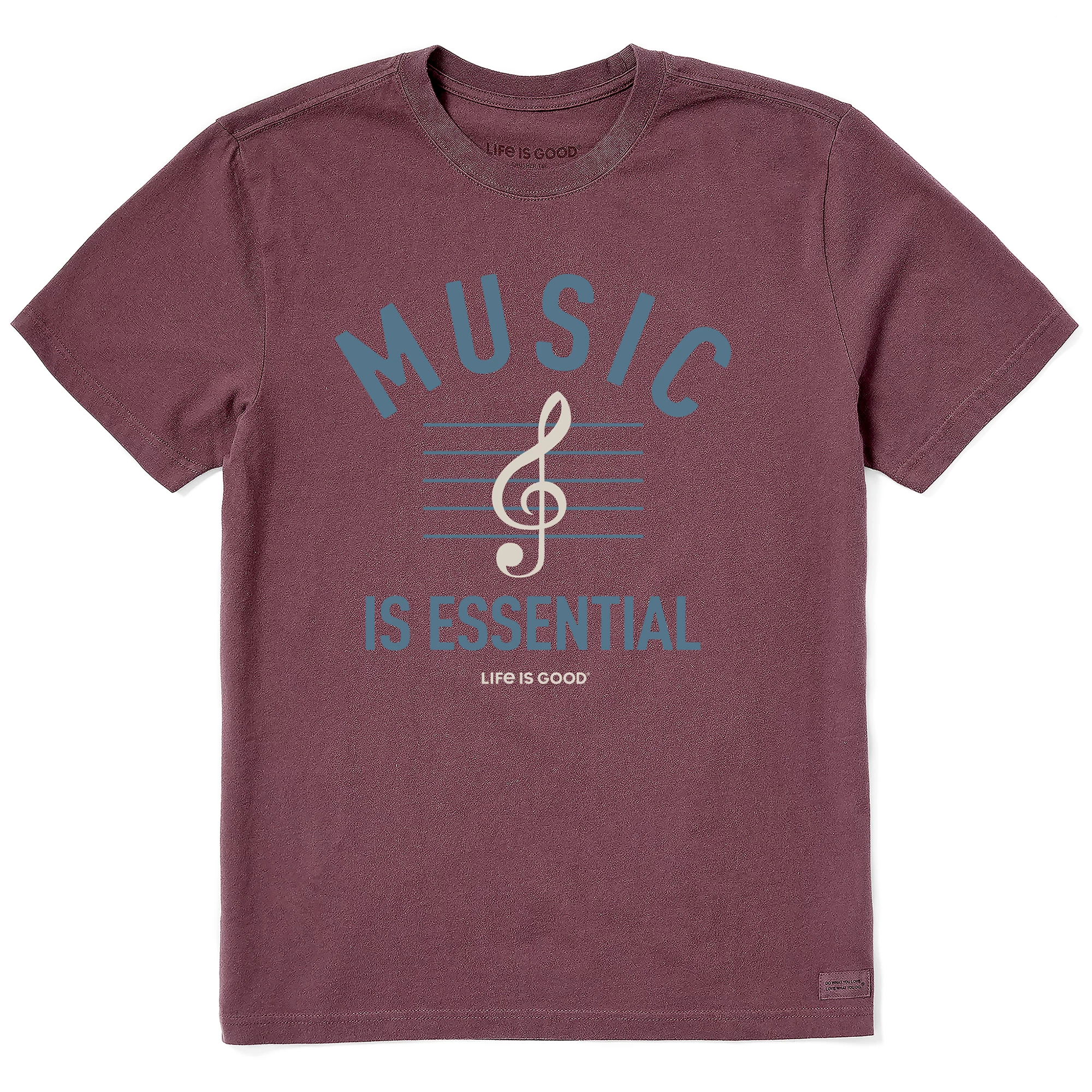Life Is Good Mens Music Is Essential G Clef Crusher T Shirt