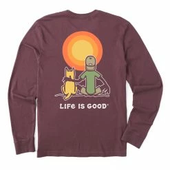 Life Is Good Mens Jake & Rocket Golden Hour Long Sleeve Crusher T Shirt