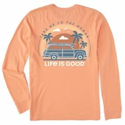 Life Is Good Mens Take Me To The Ocean Vehicle Long Sleeve Crusher-Lite T Shirt