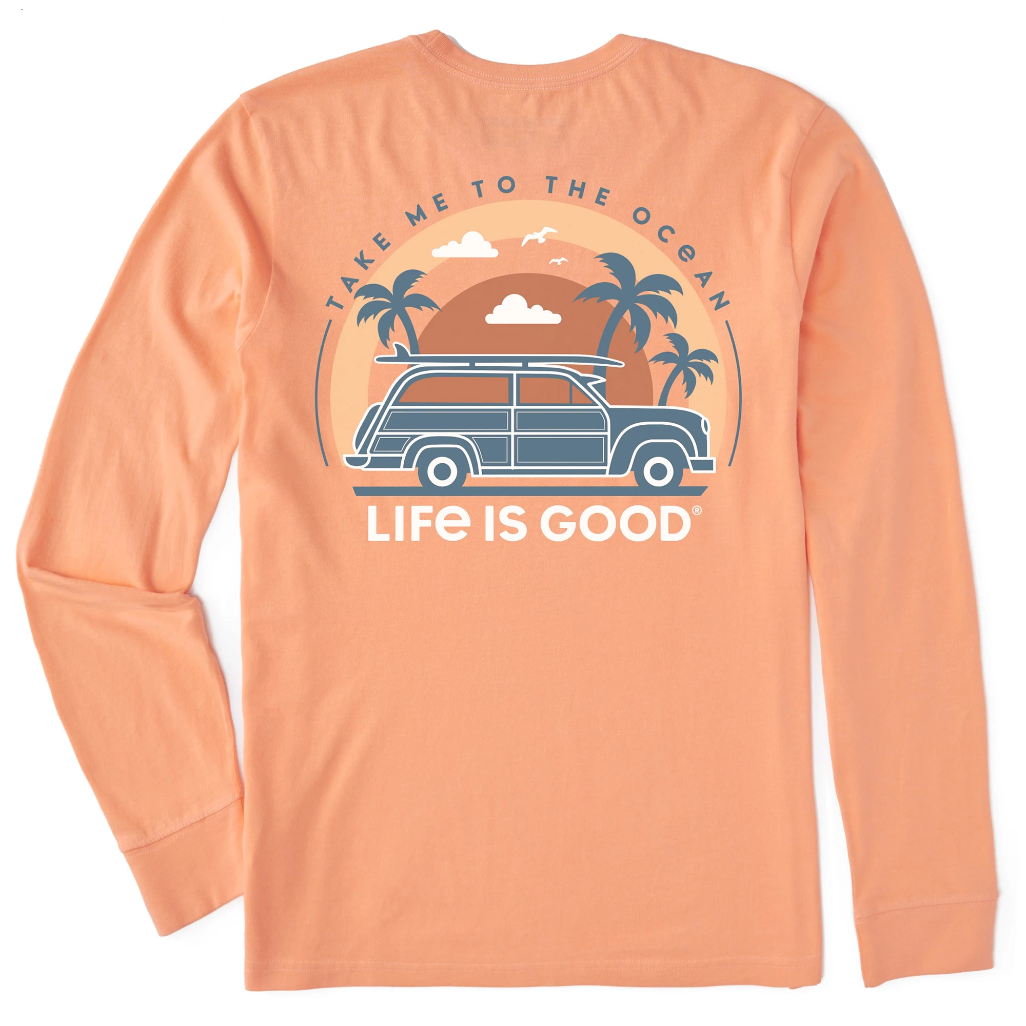 Life Is Good Mens Take Me To The Ocean Vehicle Long Sleeve Crusher-Lite T Shirt