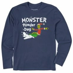 Life Is Good Mens Grinch Monster Powder Day Long Sleeve Crusher T Shirt