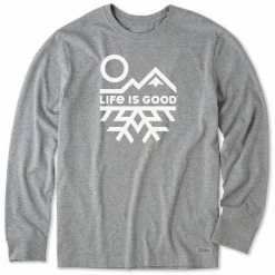 Life Is Good Mens Mountain Flake Long Sleeve Crusher T Shirt