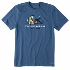 Life Is Good Men's Jake And Rocket Stay Cool America Crusher T Shirt